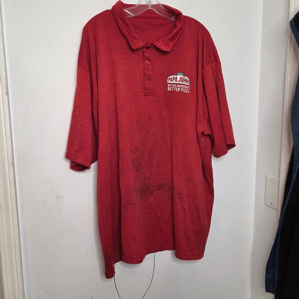 Papa‎ Johns Employee Uniform Polo Shirt Red Short Sleeve 3XL Pizza Logo Workwear